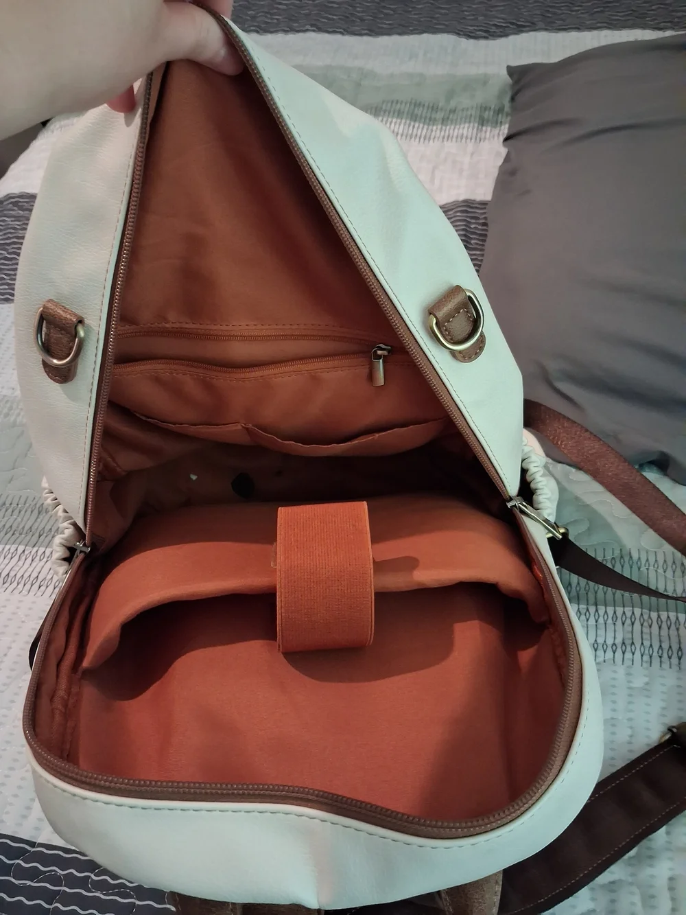 Cream & Brown Backpack Purse